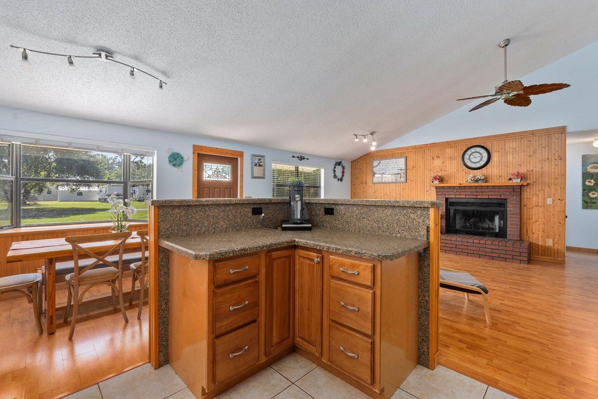 Dining room, Fireplace, Interior, Wood Texture Flooring