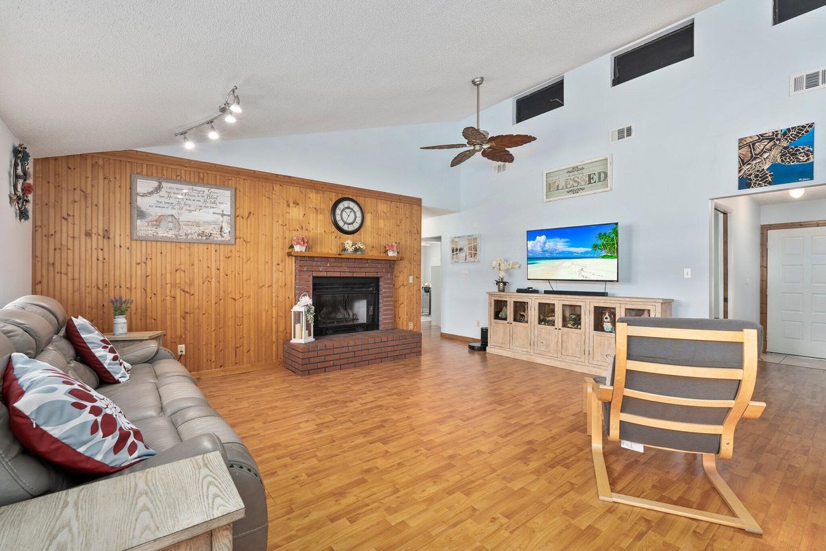 Fireplace, Interior, Living room, Wood Texture Flooring, Wooden Walls