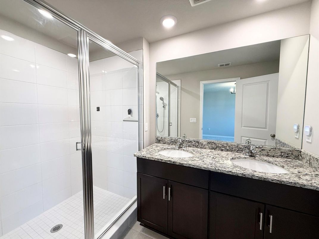 Bathroom, Dual Sink Vanities, Glass Shower, Interior, Recessed Lighting