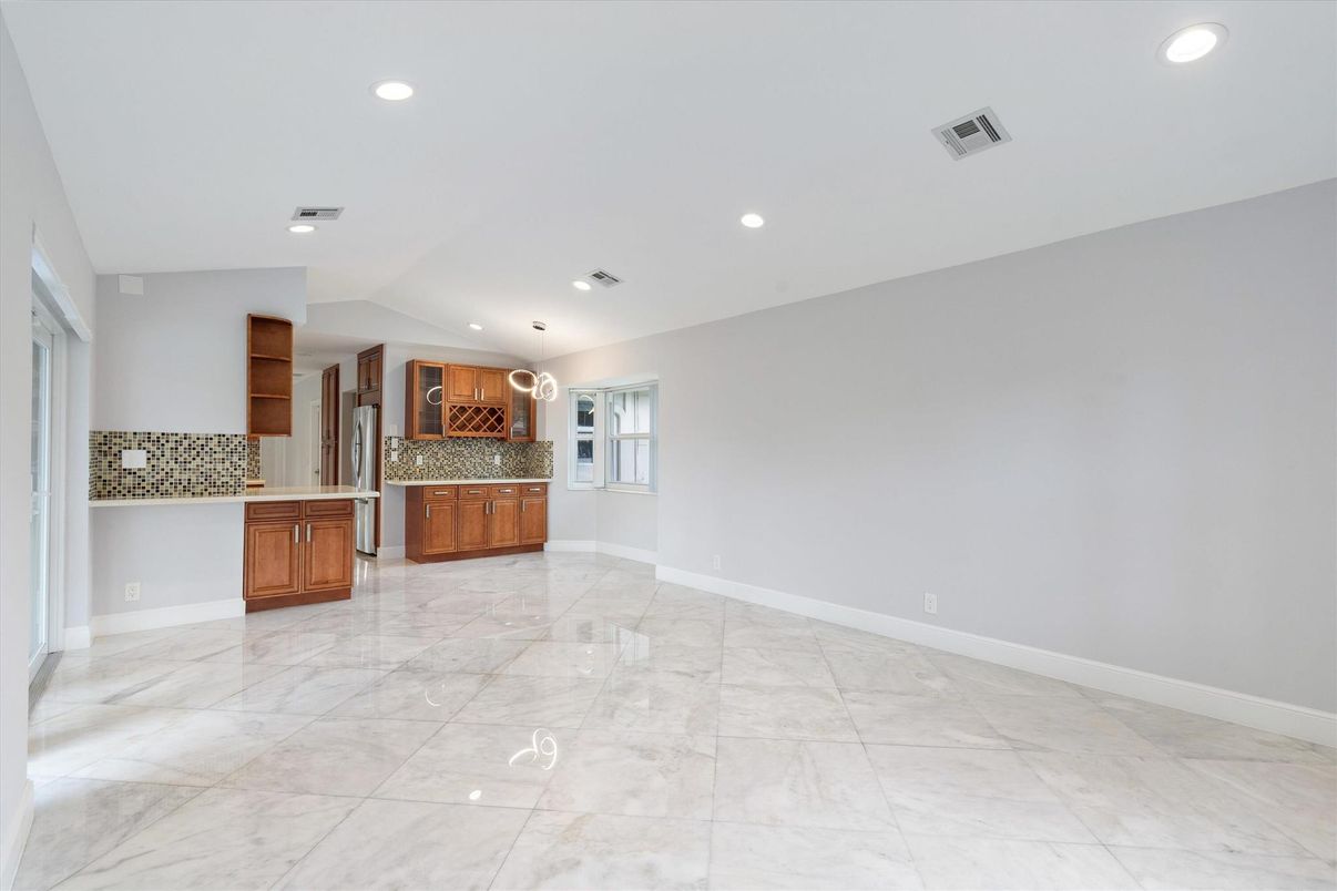 Empty room, Interior, Kitchen, Marble, Recessed Lighting