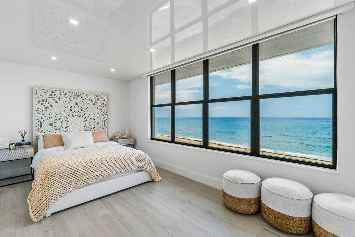 Bedroom, Interior, Recessed Lighting, Water, Wood Texture Flooring