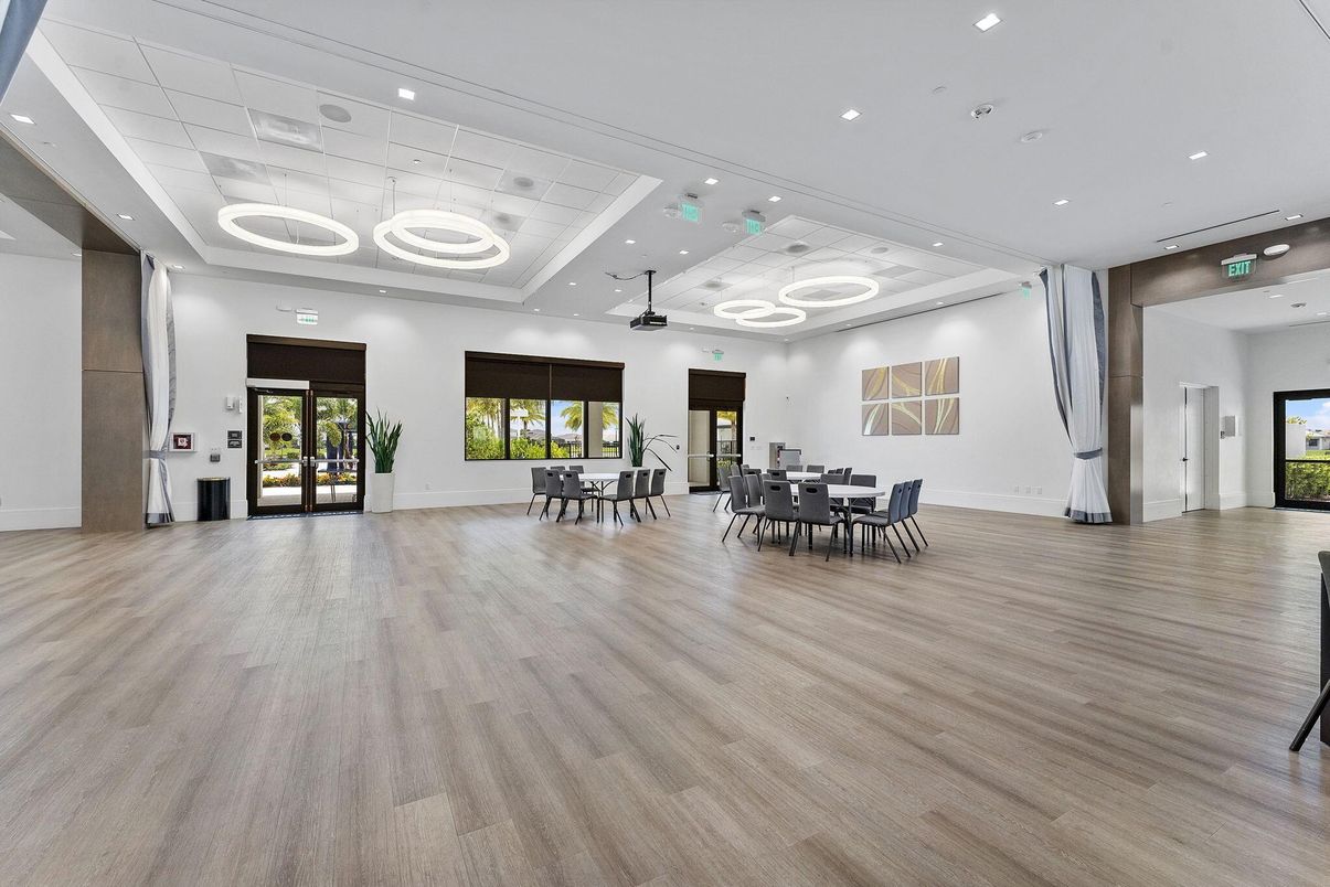 Dining room, Interior, Pendant Lights, Recessed Lighting, Wood Texture Flooring