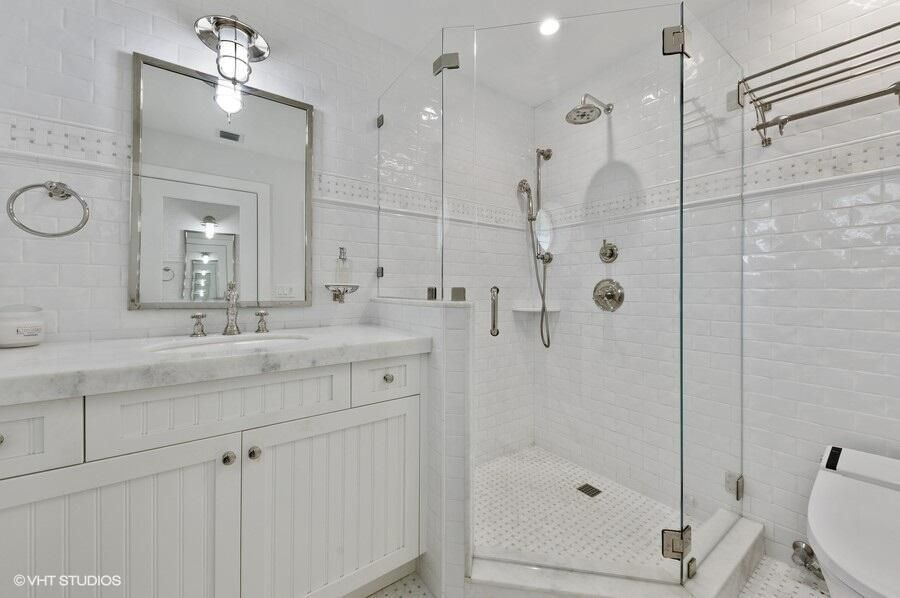 Bathroom, Glass Shower, Interior, Recessed Lighting