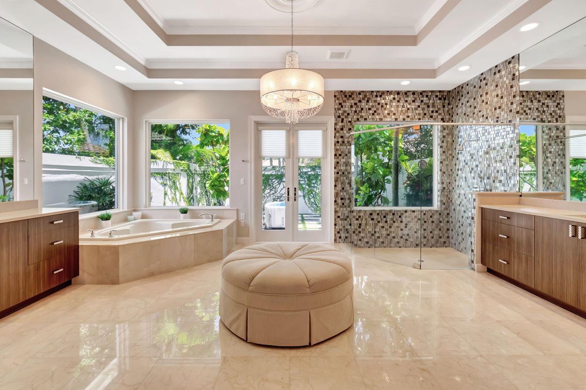 Bathroom, Chandelier, Interior, Recessed Lighting