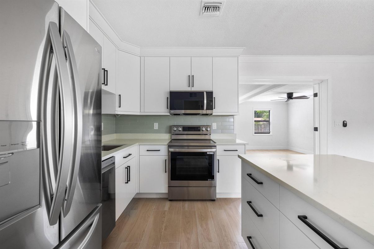 Interior, Kitchen, Stainless Steel Appliances, Wood Texture Flooring