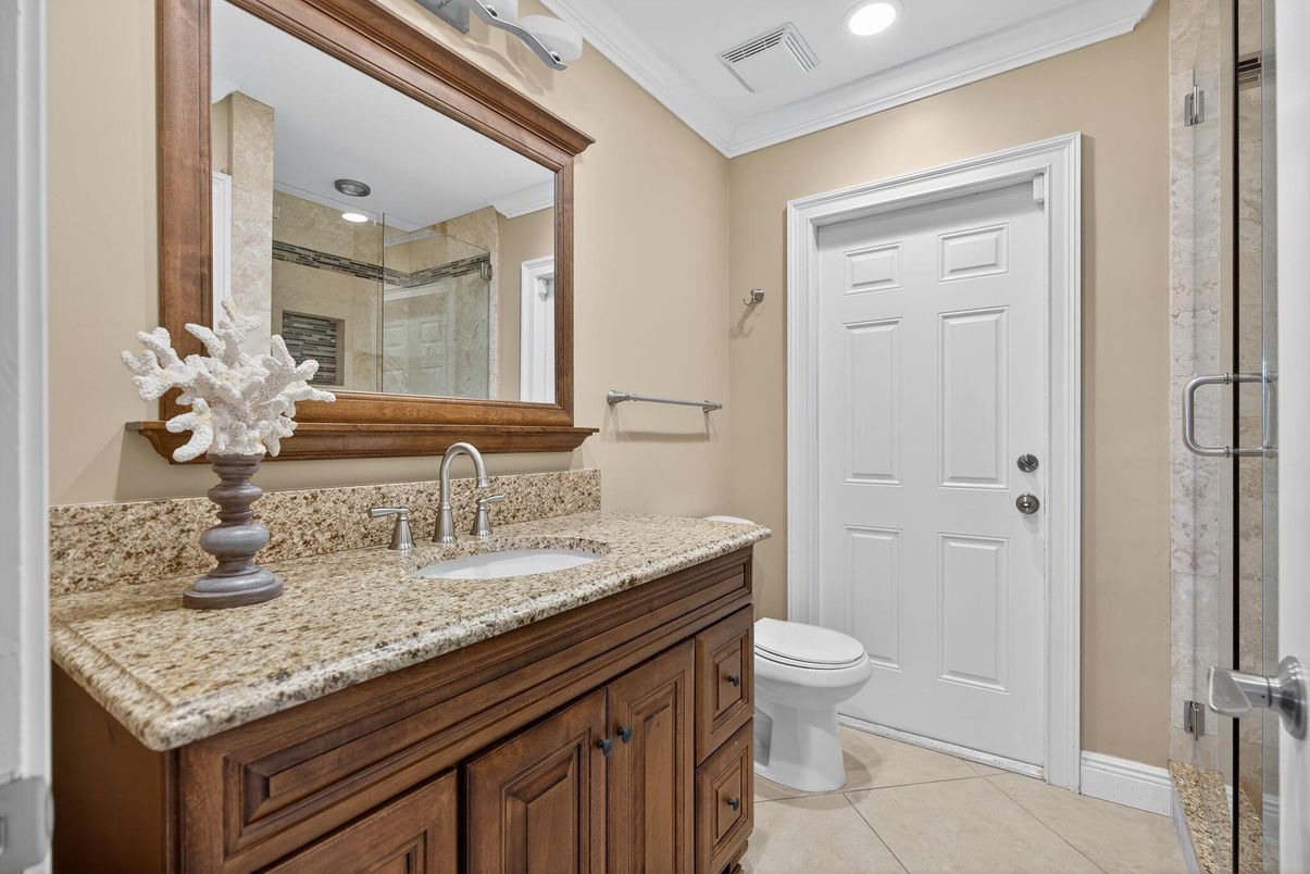 Bathroom, Glass Shower, Interior, Recessed Lighting