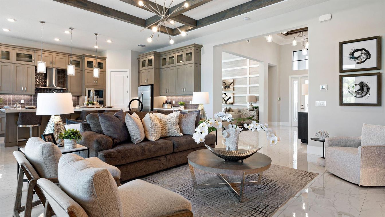 Interior, Kitchen, Living room, Marble, Pendant Lights, Recessed Lighting, Stainless Steel Appliances