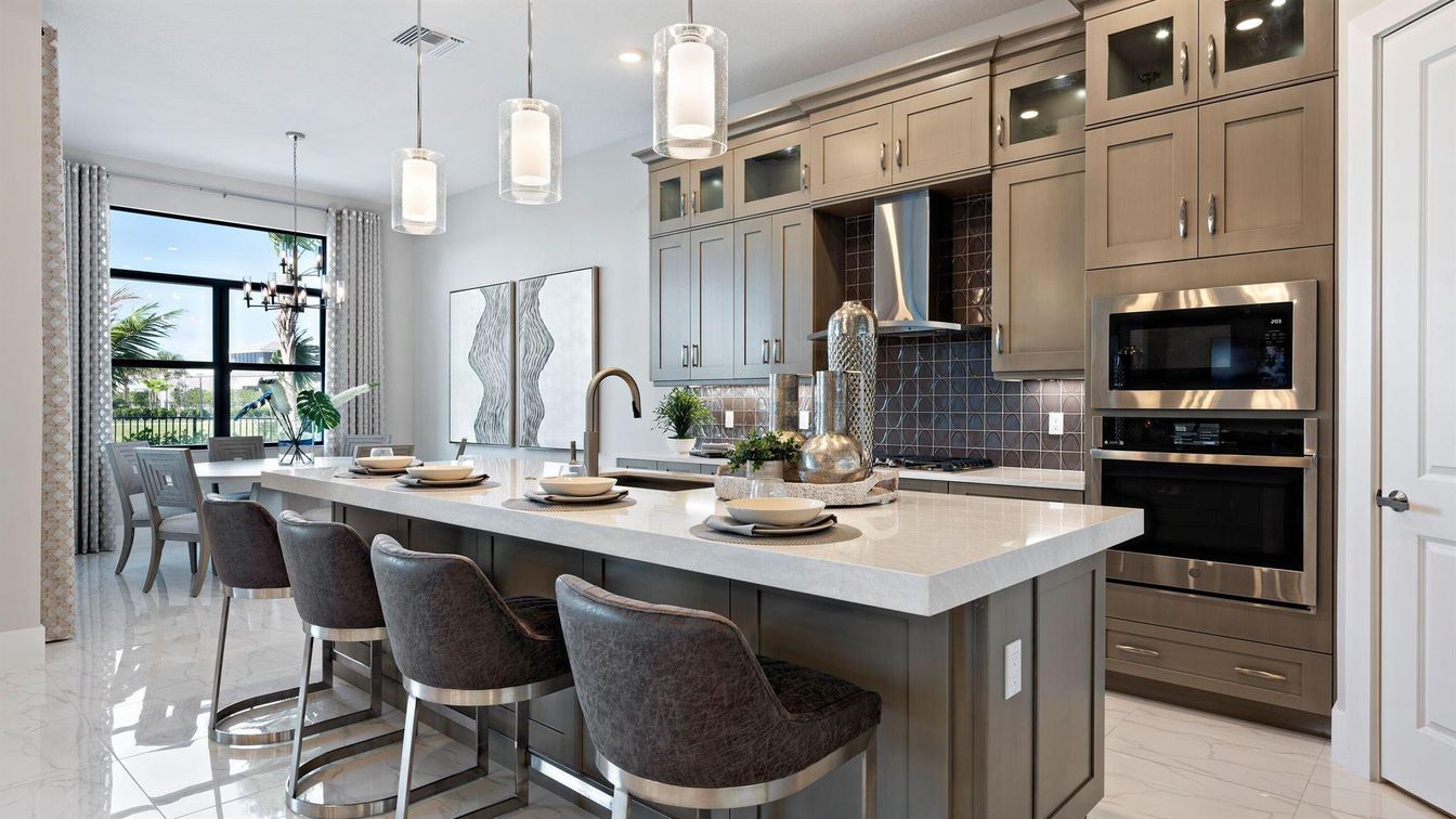 Dining room, Interior, Kitchen, Marble, Pendant Lights, Recessed Lighting, Stainless Steel Appliances