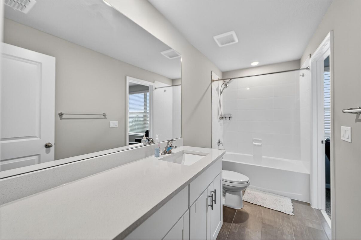 Bathroom, Interior, Recessed Lighting, Wood Texture Flooring