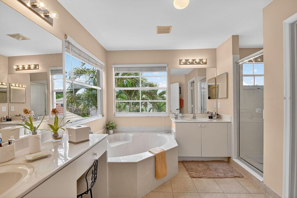 Bathroom, Dual Sink Vanities, Glass Shower, Interior