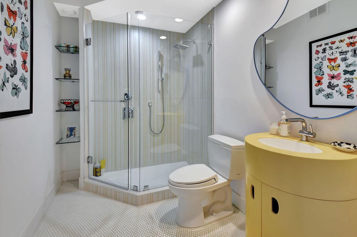 Bathroom, Glass Shower, Interior, Recessed Lighting