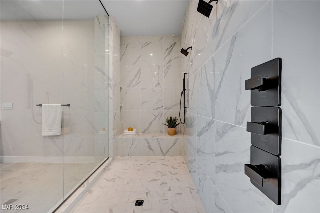 Bathroom, Glass Shower, Interior, Marble, Marble Walls