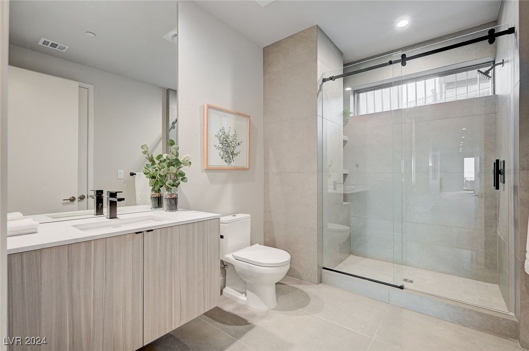 Bathroom, Glass Shower, Interior, Recessed Lighting