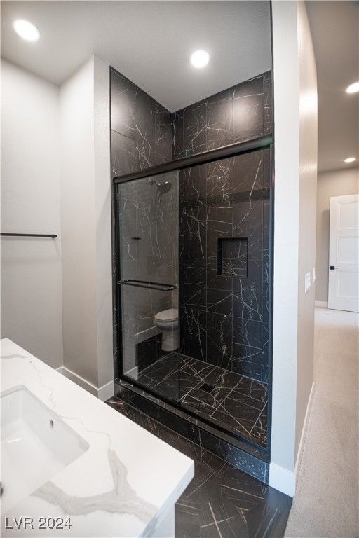Bathroom, Interior, Marble, Marble Walls, Recessed Lighting
