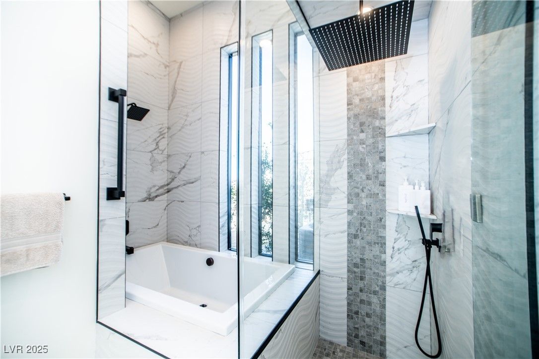 Bathroom, Glass Shower, Interior, Marble Walls