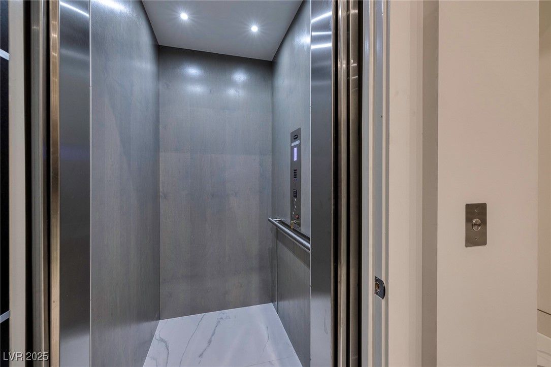 Elevator, Interior, Recessed Lighting, Wooden Walls