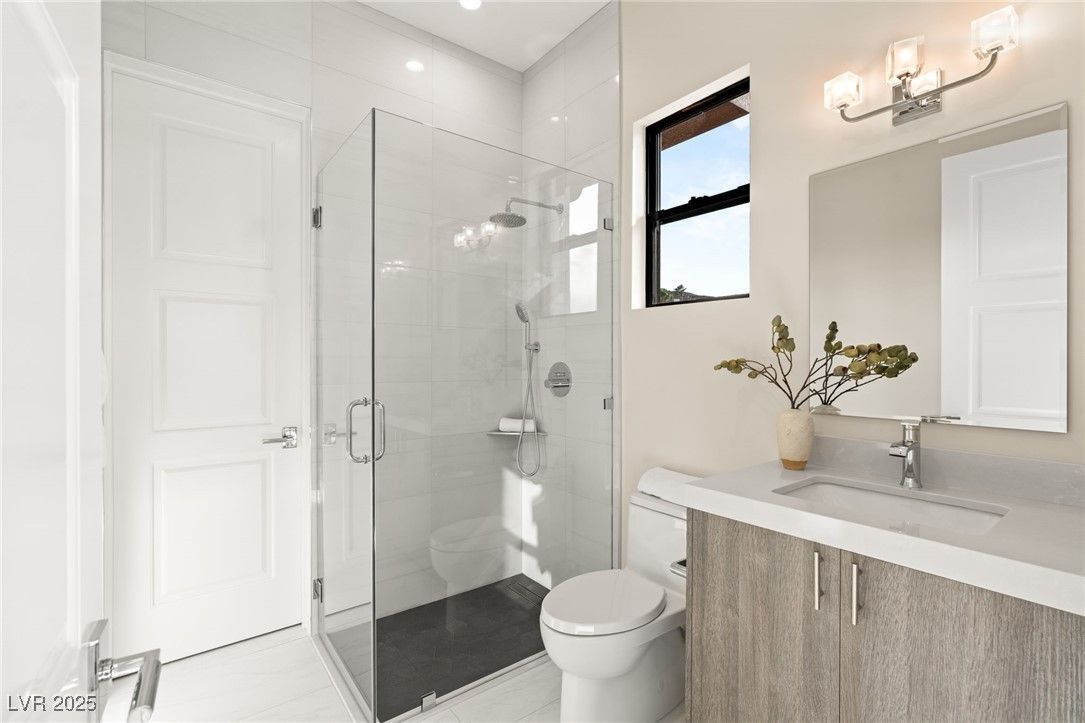 Bathroom, Glass Shower, Interior, Recessed Lighting