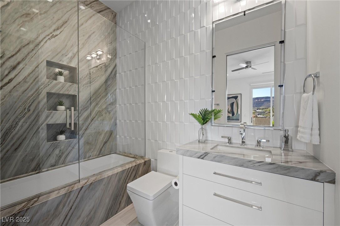 Bathroom, Glass Shower, Interior, Marble Walls