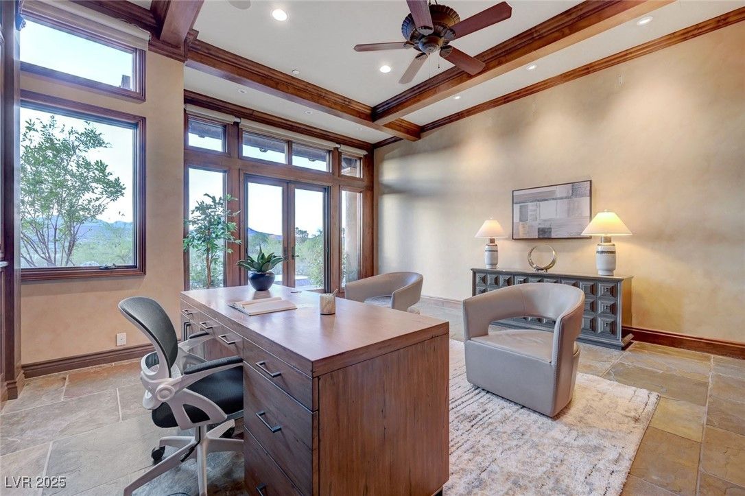 Home Office, Interior, Recessed Lighting, Wooden Beams