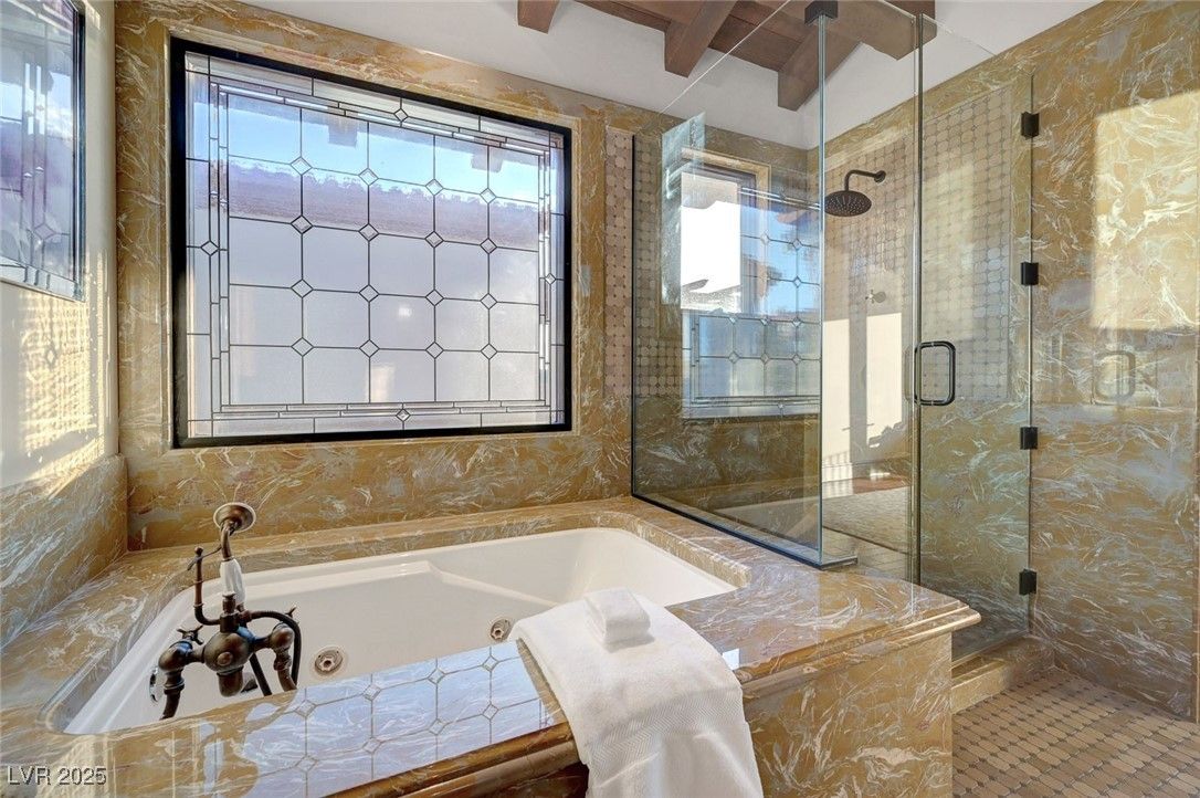 Bathroom, Glass Shower, Interior, Wooden Beams