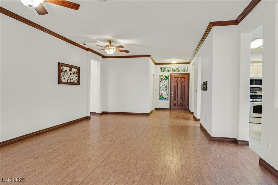 Empty room, Interior, Stainless Steel Appliances, Wood Texture Flooring
