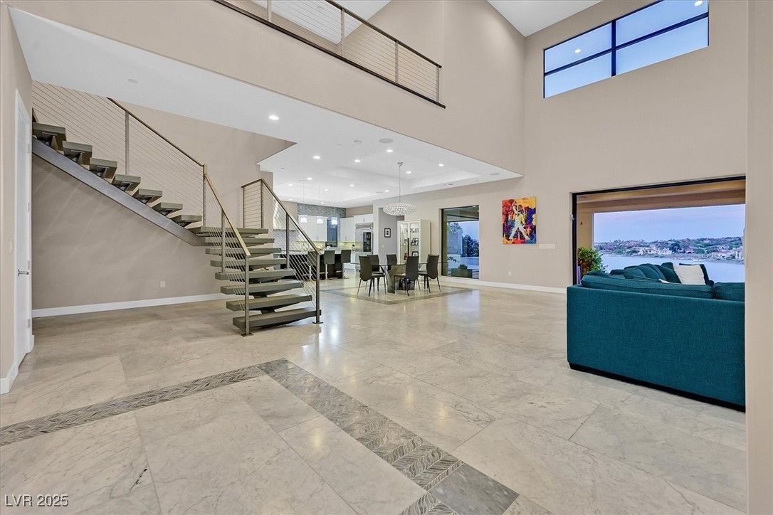 Dining room, Interior, Marble, Pendant Lights, Recessed Lighting