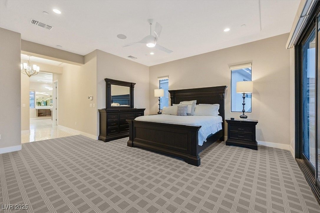 Bedroom, Chandelier, Interior, Recessed Lighting