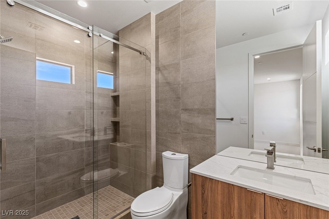 Bathroom, Glass Shower, Interior, Recessed Lighting