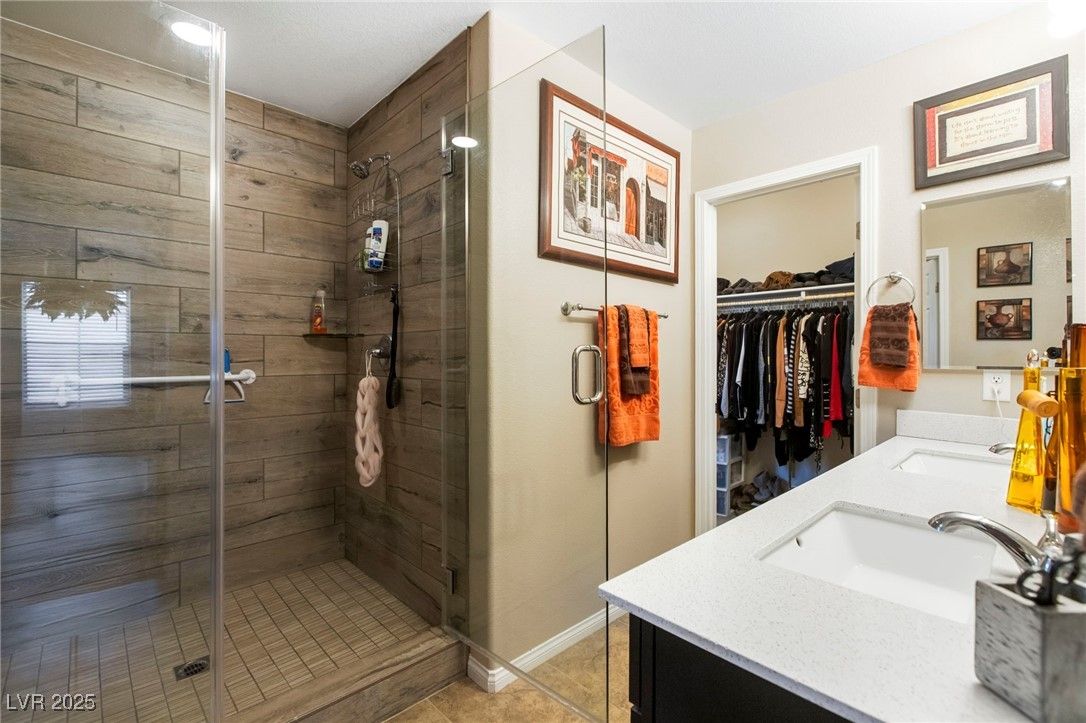 Bathroom, Glass Shower, Interior, Walk-in Closets, Wooden Walls