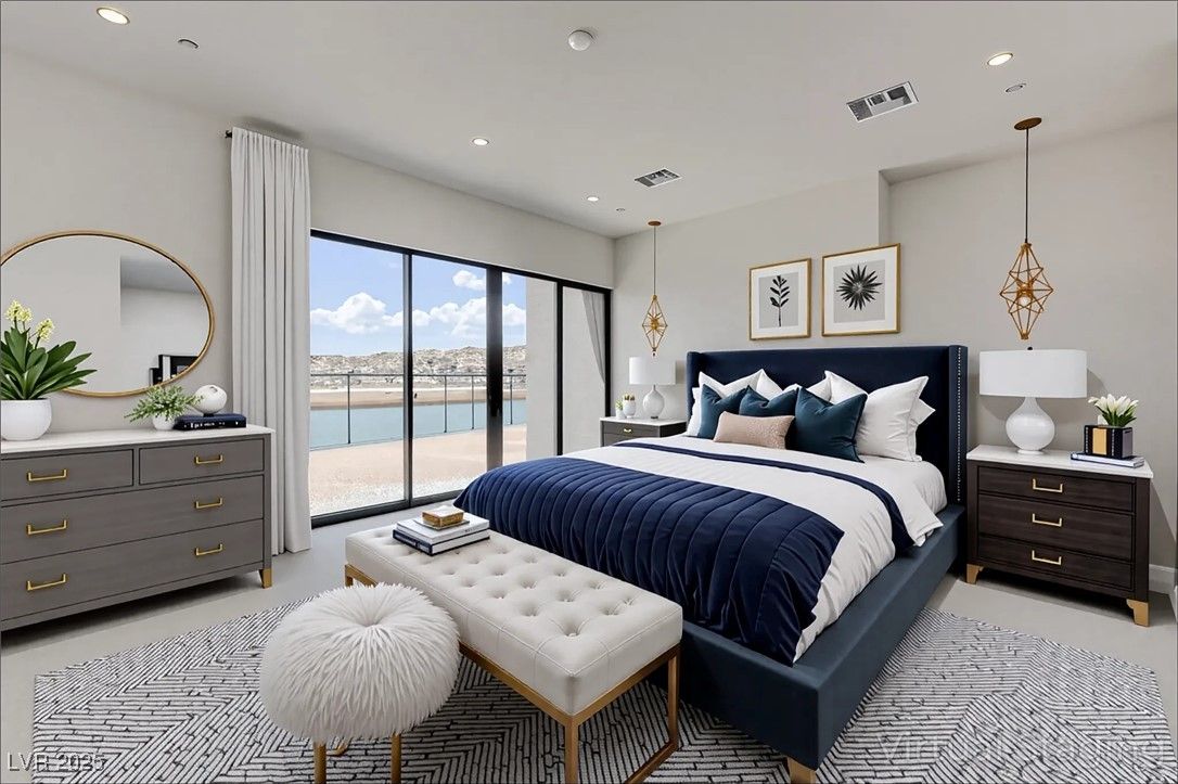 Bedroom, Interior, Pendant Lights, Recessed Lighting, Water