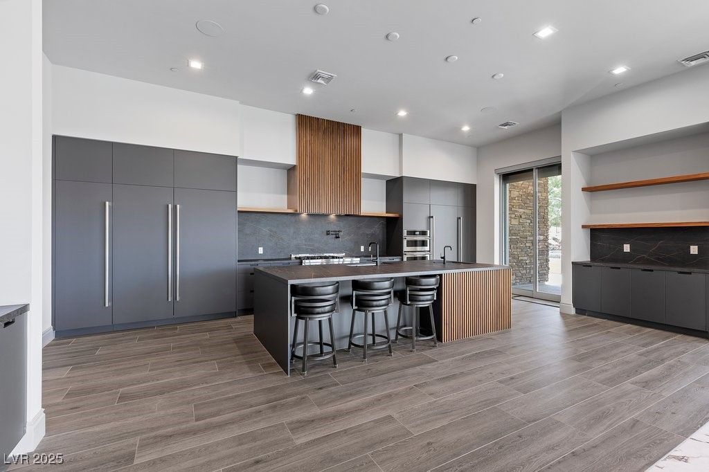 Interior, Kitchen, Recessed Lighting, Wood Texture Flooring