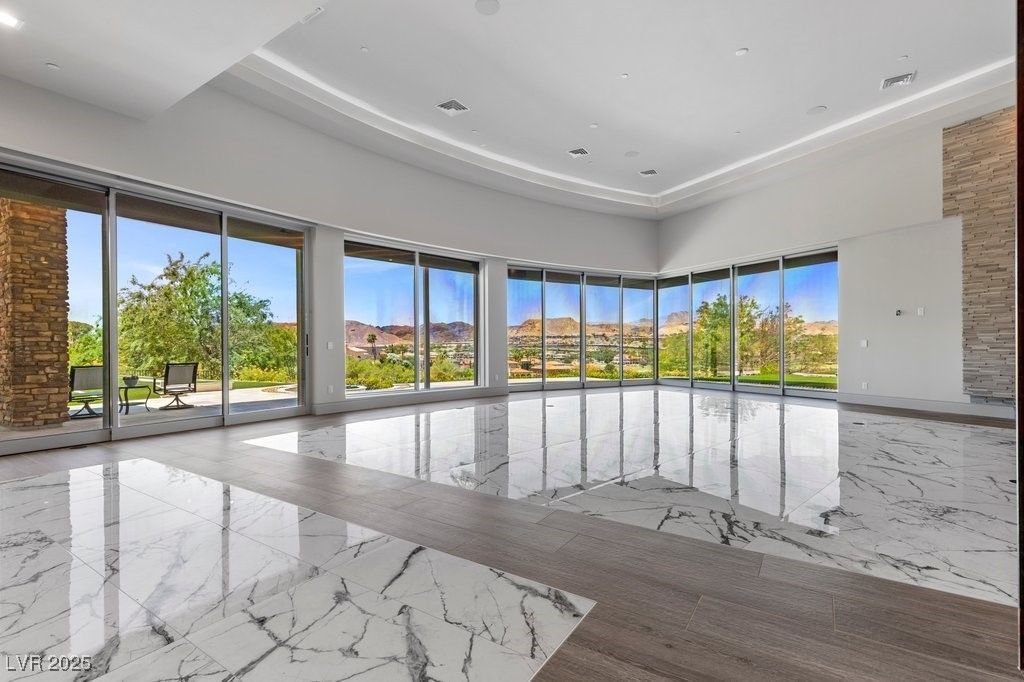 Empty room, Interior, Marble, Recessed Lighting, Stone Walls