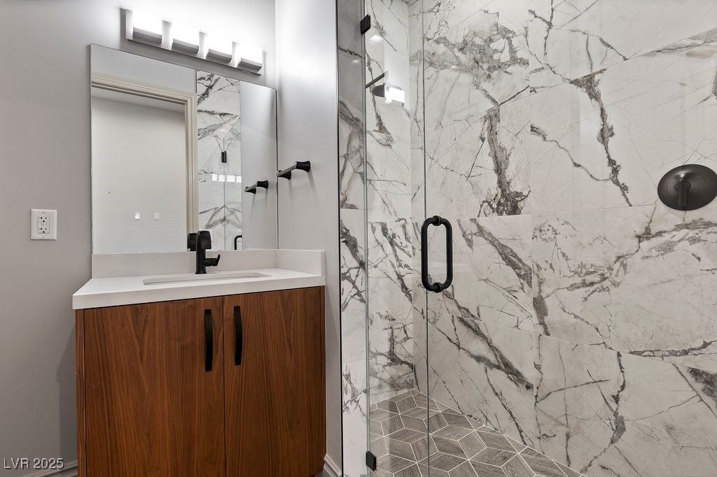 Bathroom, Glass Shower, Interior, Marble Walls