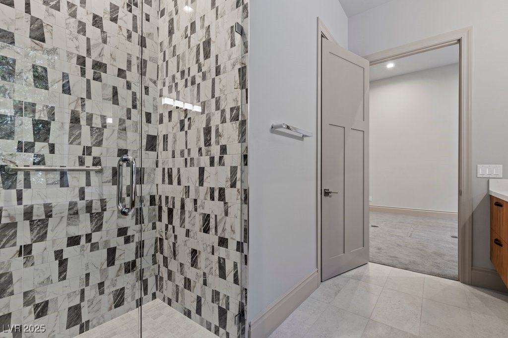 Bathroom, Glass Shower, Interior, Recessed Lighting