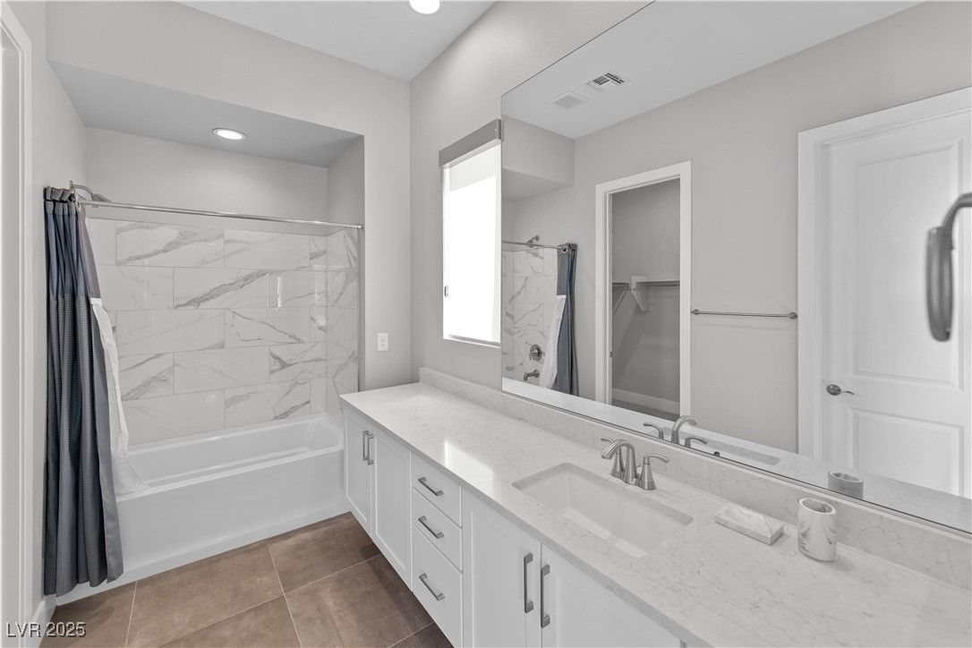 Bathroom, Dual Sink Vanities, Interior, Marble Walls, Recessed Lighting