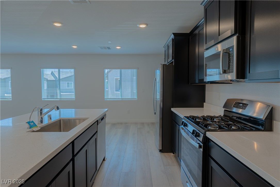 Interior, Kitchen, Recessed Lighting, Wood Texture Flooring