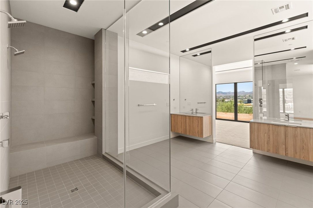 Bathroom, Glass Shower, Interior, Recessed Lighting