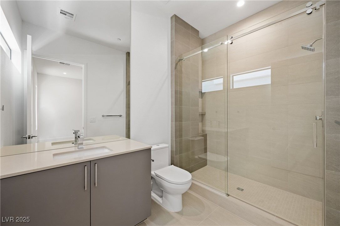 Bathroom, Glass Shower, Interior, Recessed Lighting