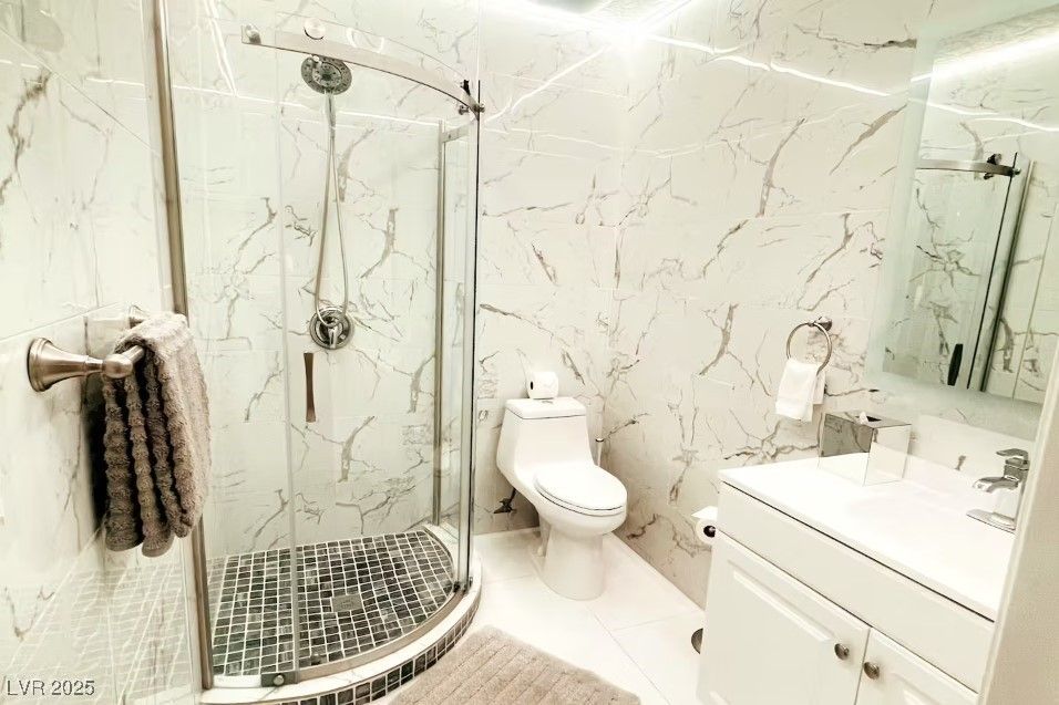 Bathroom, Glass Shower, Interior, Marble Walls