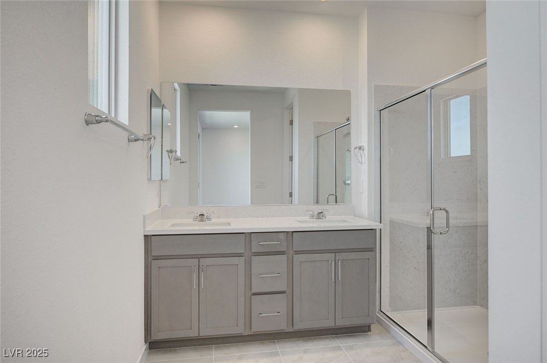 Bathroom, Dual Sink Vanities, Glass Shower, Interior, Recessed Lighting