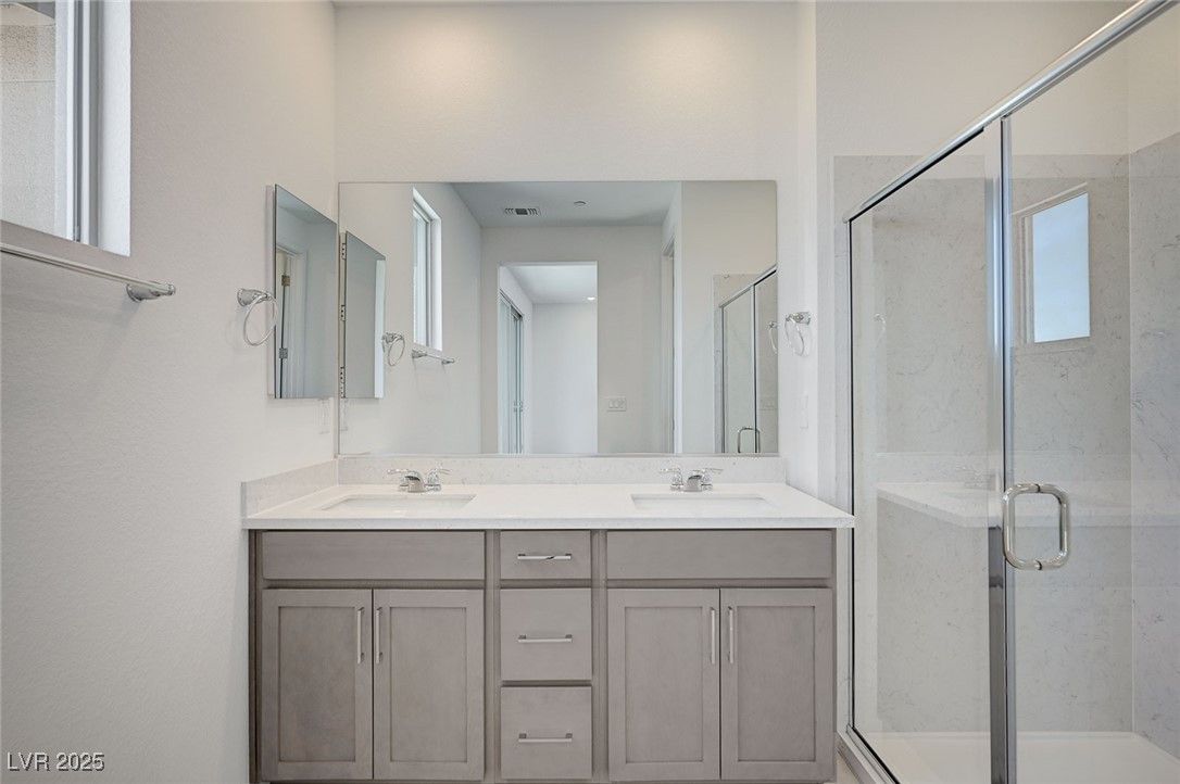 Bathroom, Dual Sink Vanities, Glass Shower, Interior
