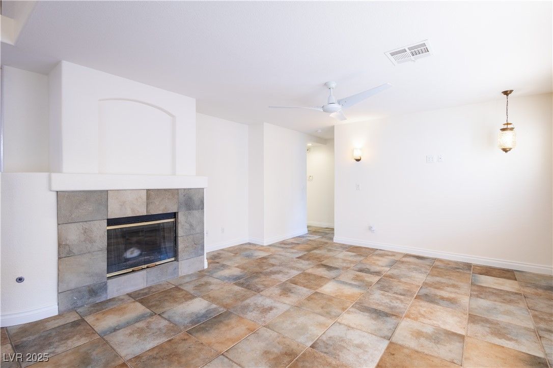 Empty room, Fireplace, Interior, Pendant Lights