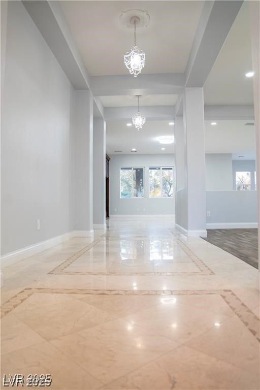Chandelier, Empty room, Interior, Marble, Recessed Lighting