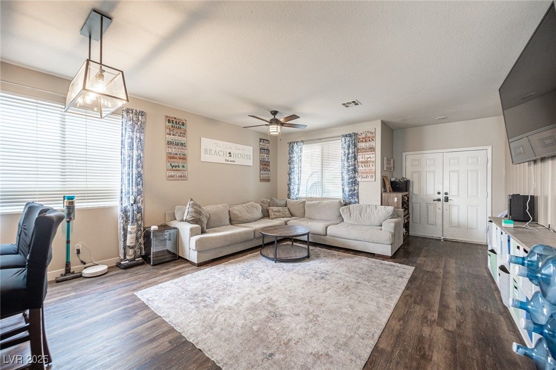 Interior, Living room, Pendant Lights, Wood Texture Flooring