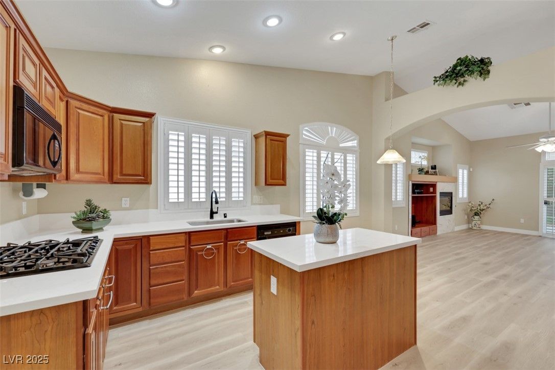 Interior, Kitchen, Pendant Lights, Recessed Lighting, Wood Texture Flooring