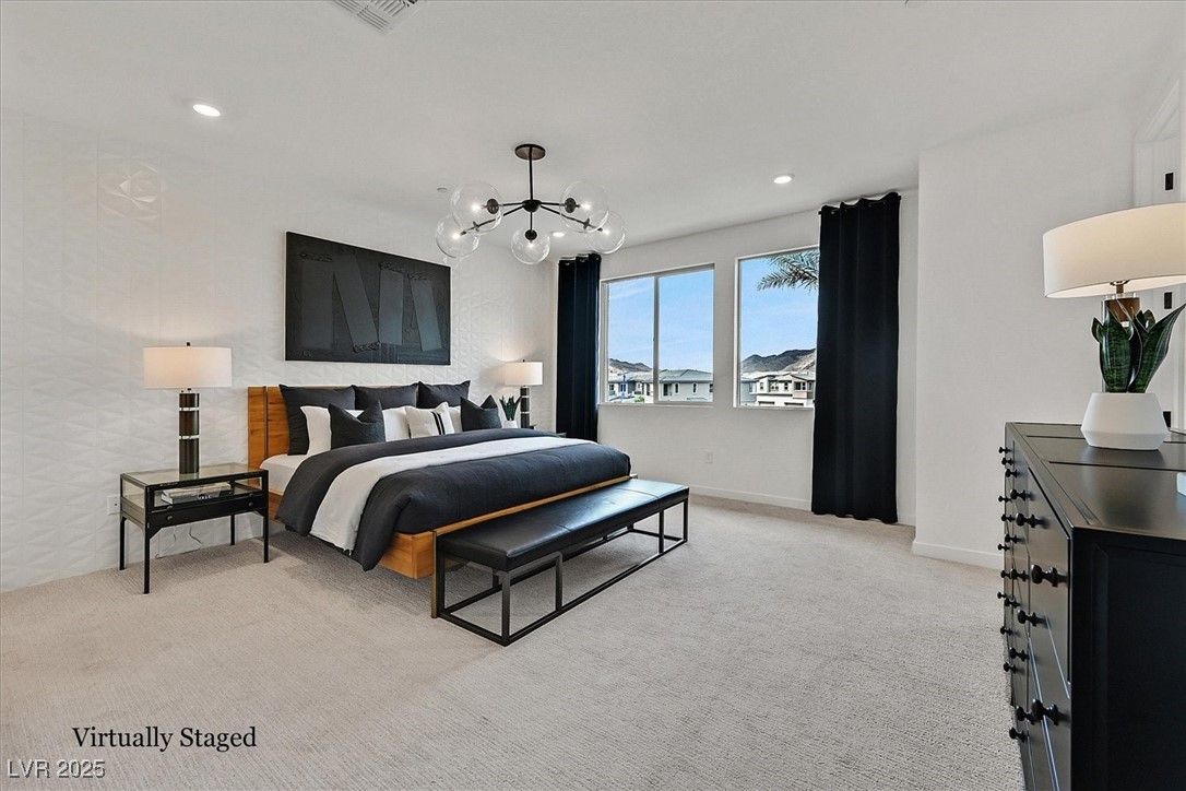 Bedroom, Interior, Pendant Lights, Recessed Lighting