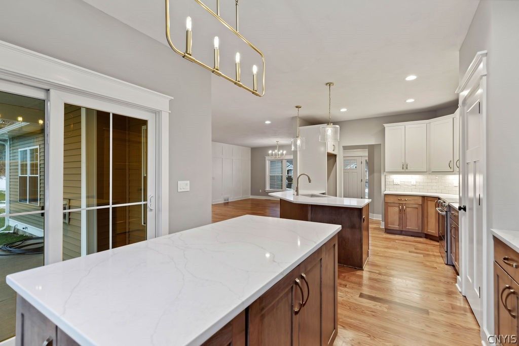 Interior, Kitchen, Pendant Lights, Recessed Lighting, Wood Texture Flooring