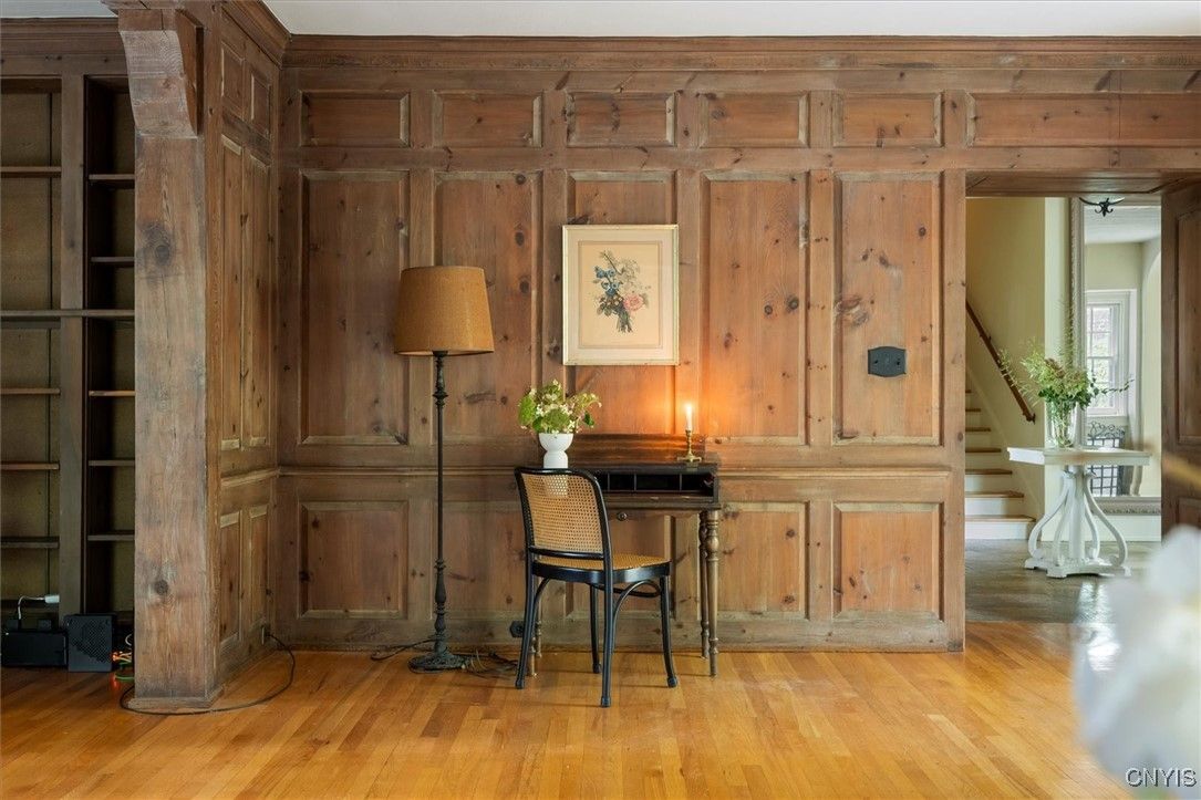 Home Office, Interior, Wood Texture Flooring, Wooden Walls