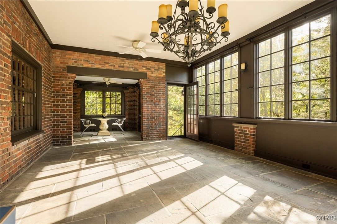 Chandelier, Empty room, Interior, Stone Walls