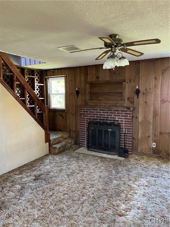 Empty room, Fireplace, Interior, Wooden Walls